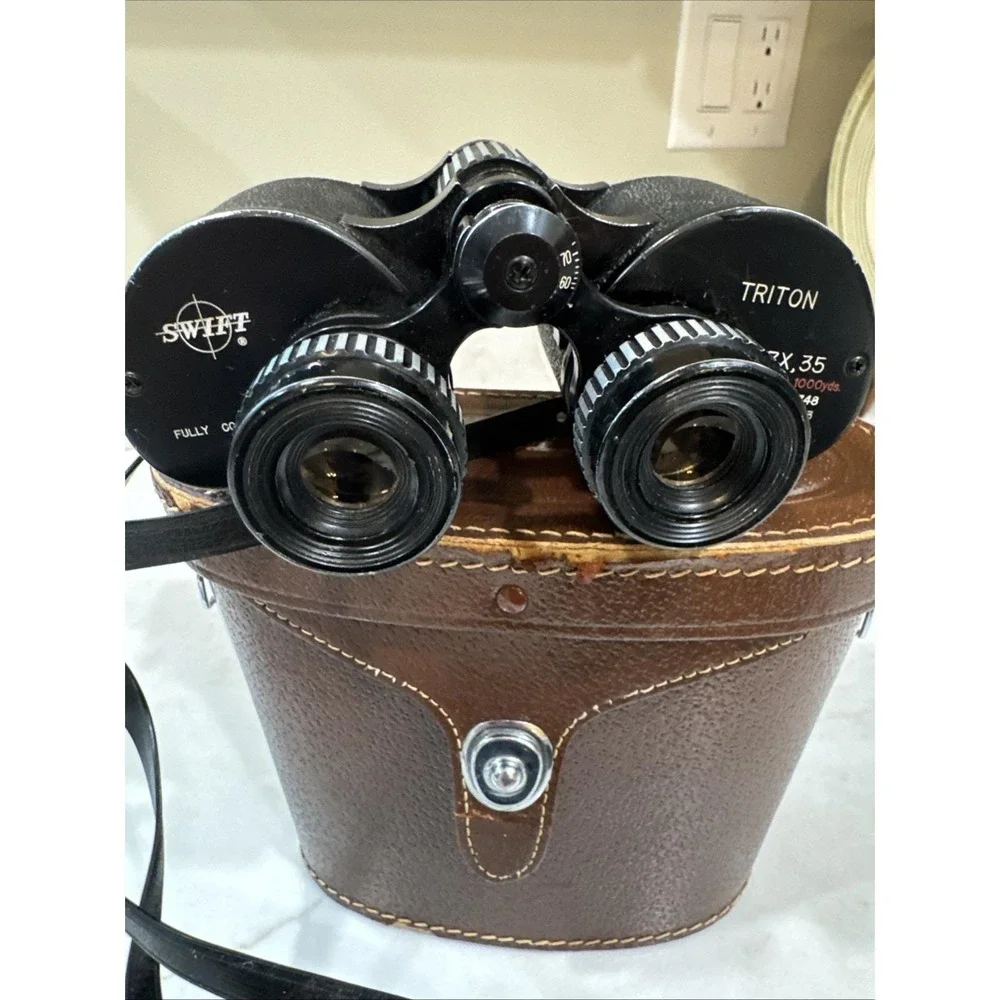 Vintage Swift Triton Japan Binoculars Model 748 w/ case 7x35 mm